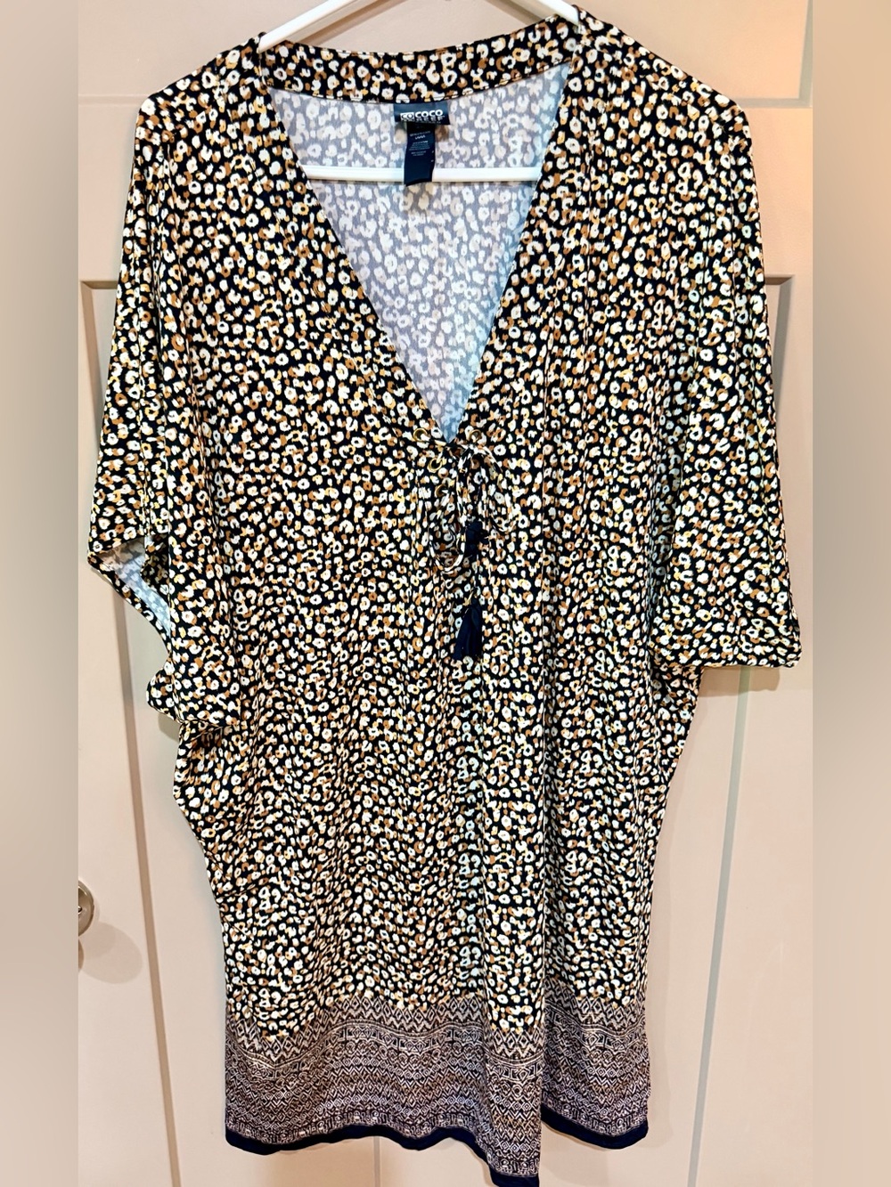 Coco Reef Black, White & Tan Leopard Print Swim Coverup